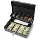 CARL Bill Slots Steel Security Cash Box - 4 Bill - 5 Coin - Steel - Black - 3.5" Height x 10" Width x 7" Depth