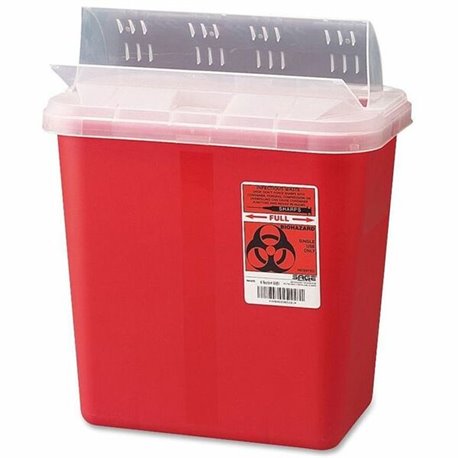 Covidien Sharps Medical Waste Container - 2 gal Capacity - 12.8" Height x 10.5" Width x 7.3" Depth - Red - 1 Each