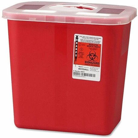 Covidien Sharps Rotor Lid Container - 2 gal Capacity - 10" Height x 10.5" Width x 7.3" Depth - Red - 1 Each