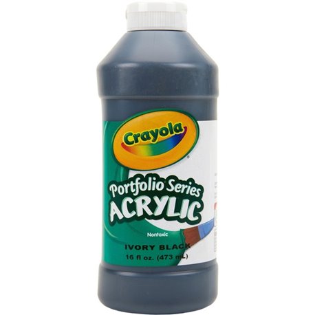 Crayola Portfolio Series Acrylic Paint - 16 fl oz - 1 Each - Ivory Black