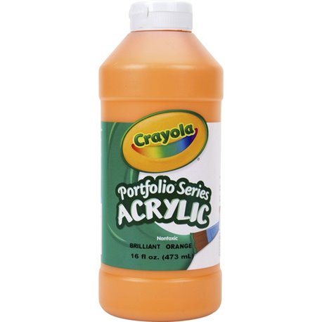 Crayola Portfolio Series Acrylic Paint - 16 fl oz - 1 Each - Brilliant Orange