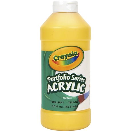 Crayola Portfolio Series Acrylic Paint - 16 fl oz - 1 Each - Brilliant Yellow