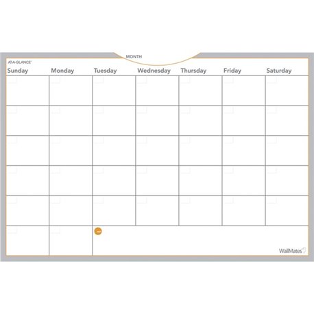 At-A-Glance WallMates Monthly Planning Surface - Monthly - 24" x 36" Sheet Size - White - Erasable, Self-adhesive, Adhesive Back