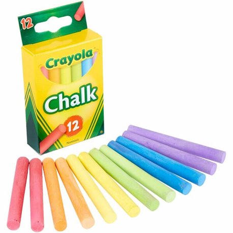 Crayola Colored Chalk - 3.3" Length - 0.4" Diameter - Assorted - 12 / Box - Non-toxic