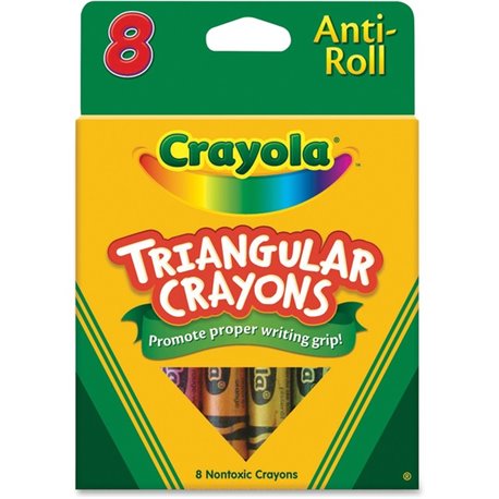 Crayola Triangular Anti-roll Crayons - Assorted - 8 / Box