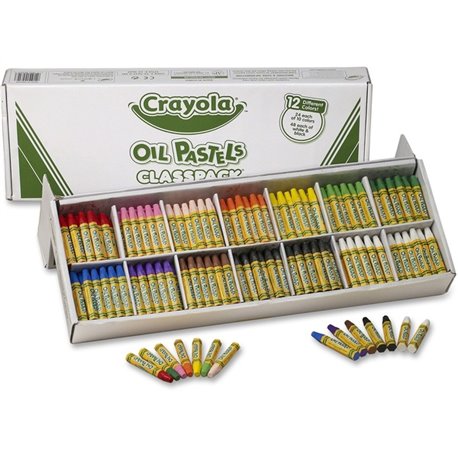 Crayola Classpack Oil Pastel - Blue, Brown, Green, Orange, Peach, Pink, Red, Violet, Yellow, Yellow Green, White, ... - 336 / Bo