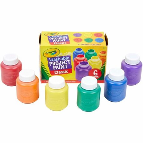 Crayola Washable Kids' Paint Set - 2 fl oz - 6 / Set - Yellow, White, Orange, Green, Red, Blue