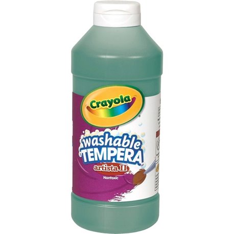 Crayola Artista II Washable Tempera Paints - 16 oz - 1 Each - Green