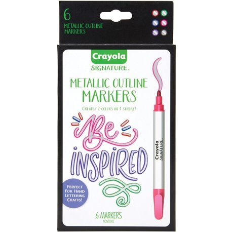 Crayola Metallic Outline Paint Markers - Metallic - 6 / Pack