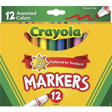 Crayola Broad Tip Classic Markers - Broad Marker Point - Conical Marker Point Style - Assorted, Orange, Yellow, Green, Blue, Vio