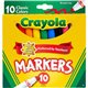 Crayola Classic Colors Broad Line Markers - Brown, Purple, Red, Orange, Yellow, Green, Black, Gray, Pink, Blue - 10 / Set