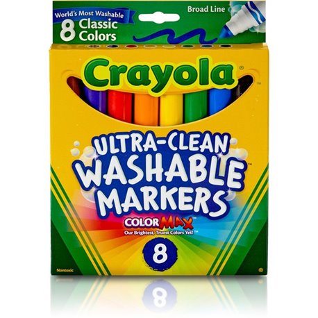 Crayola Classic Washable Marker Set - Broad Marker Point - Conical Marker Point Style - Red, Orange, Yellow, Green, Blue, Violet