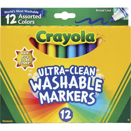 Crayola Classic Washable Markers - Broad Marker Point - Conical Marker Point Style - Assorted, Orange, Yellow, Green, Blue, Viol