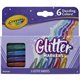 Crayola 6 Color Glitter Markers - Bullet Marker Point Style - Fire Flecks, Gold Dust, Violet Glitz, Emerald Zest, Blue Blazes, S