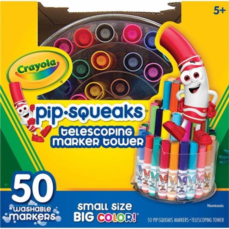 Crayola Pip-Squeaks Telescoping Marker Tower Washable Markers - Short, washable Pip-Squeaks markers come in a handy 3-tiered des