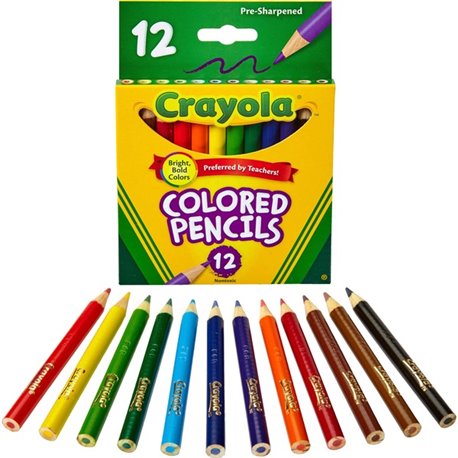 Crayola 12 Color Colored Pencils - 3.3 mm Lead Diameter - Violet Lead - Black Wood, Blue, Green, Brown, Orange, Red, Sky Blue, V