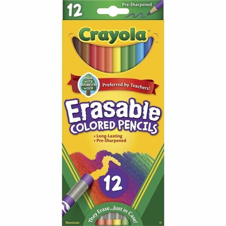 Crayola Erasable Colored Pencils - Assorted Lead - 12 / Set