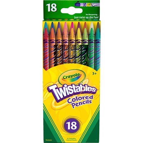 Crayola Twistables Colored Pencils - Assorted Lead - Clear Plastic Barrel - 18 / Set