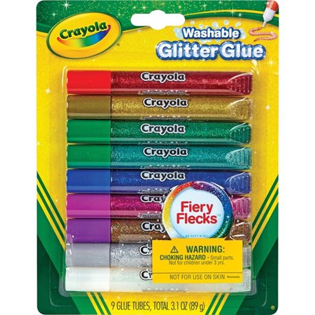 Crayola Washable Glitter Glue - Home Project, ClassRoom Project, Art, Decoration - Recommended For 3 Year - 9 / Pack - Blue, Gre