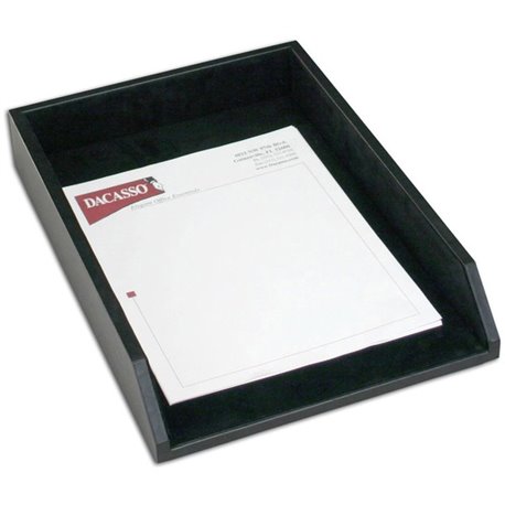 Dacasso Legal Tray - Black Leather - 2.5" Height x 10.6" Width x 15.3" DepthDesktop - Black - Leather - 1 Each