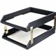 Dacasso Double Letter/ Legal Tray - 7.25" x 10.5" - 2 Tier(s) - Leather - Black