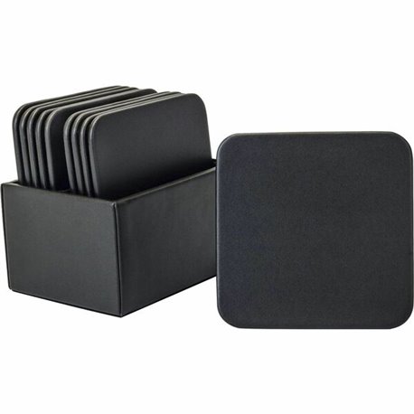 Dacasso Leather Square Coaster Set - Square - Black - Top Grain Leather - 1Each