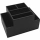 Dacasso Black Leather Desk Supply Organizer - 8 x Coaster - 6 Compartment(s)Desktop - Black - Top Grain Leather, Velveteen - 1 E