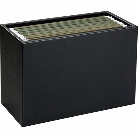 Dacasso Classic Leather Hanging File Folder Box - Media Size Supported: Letter 8.50" x 11" - Top Grain Leather, Velveteen - Blac