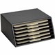 Dacasso Classic Leather Vertical Letter Sorter - 6 Compartment(s) - Black - Top Grain Leather, Velveteen - 1 Each