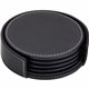 Dacasso Coaster Set with Holder - 4 Coaster Diameter - Circle - Black - Leather - 1 Set