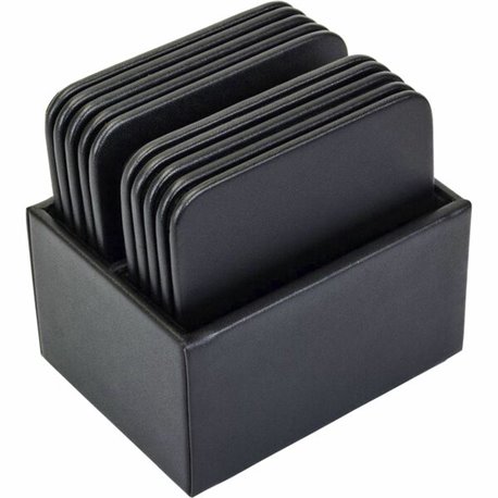 Dacasso Leatherette Square Coaster Set - Square - Black - Leatherette - 1Each