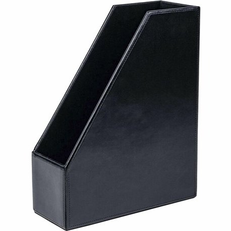 Dacasso Bonded Leather Magazine Rack - 12.5" Height x 4" Width x 10.1" DepthDesktop - Black - Leather - 1 Each