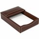 Dacasso Rustic Leather Double Legal-Size Trays - 1.8" x 4.8" x 7" x - Leather - 1 Each - Brown