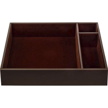 Dacasso Leatherette Conference Room Organizer Tray - 8 x Writing Pad - 3 Compartment(s)Desktop - Chocolate Brown - Leatherette, 