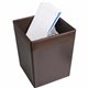 Dacasso Wastebasket - Square - 12" Height x 9.5" Width x 9.5" Depth - Leather - Chocolate - 1 Each