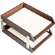 Dacasso Front Load Double Letter Tray - 2" x 10.5" - Leather - Chocolate