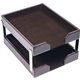 Dacasso Bonded Leather Double Letter Trays - Desktop - Dark Brown - Bonded Leather, Velveteen - 1 Each