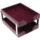 Dacasso Bonded Leather Double Letter Trays - Desktop - Burgundy - Bonded Leather, Velveteen - 1 Each