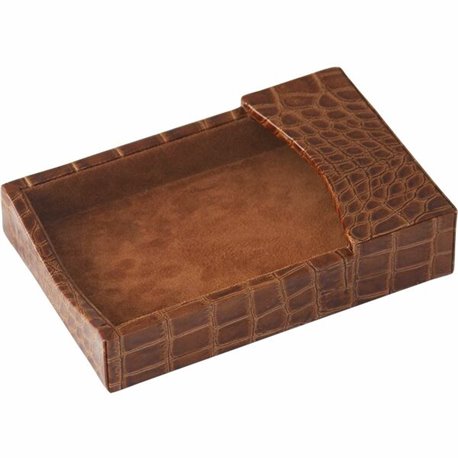 Protacini Cognac Brown Italian Patent Leather 4" x 6" Memo Holder - 4" x 6" x - Italian Leather, Suede - 1 Each - Cognac Brown