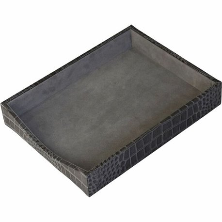 Protacini Castlerock Gray Italian Patent Leather Front-Load Letter Tray - 9.25" x 12.25"Desktop - Front Loading - Castlerock Gra