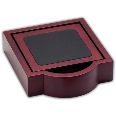 Dacasso Rosewood & Leather Coaster Set - 4 Coaster of 4" Length x 4" Width - Square - Black - Leather - 1Each