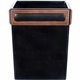 Dacasso Walnut & Leather Waste Basket - 3.50 gal Capacity - Wood, Top Grain Leather, Velveteen - Black - 1 Each