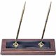 Dacasso Walnut & Leather Pen Stand - Leather, Wood, Rubber - 1 Each - Black, Walnut