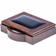 Dacasso Walnut & Leather Memo Holder - 7" x 5.8" x 1.8" x - Wood, Leather - 1 Each - Walnut, Black