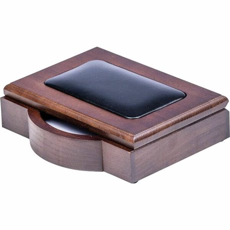 Dacasso Walnut & Leather Memo Holder - 7" x 5.8" x 1.8" x - Wood, Leather - 1 Each - Walnut, Black