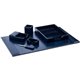 Dacasso Bonded Leather Desk Set - Leather, Velveteen - Navy Blue - 1 Each