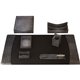 Protacini Castlerock Gray Italian Patent Leather 7-Piece Desk Set - Leather, Velveteen - Gray - 1 Each