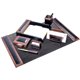 Dacasso Walnut & Leather Desk Set - Velveteen, Leather, Walnut - Black - 1 Each