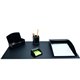 Dacasso 5-piece Home/Office Leather Desk Accessory Set - Velveteen, PU Leather - Black - 1 Each