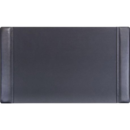 Dacasso Side-Rail Desk Pad - 34" Width x 20" Depth - Felt Backing - Leather - Black